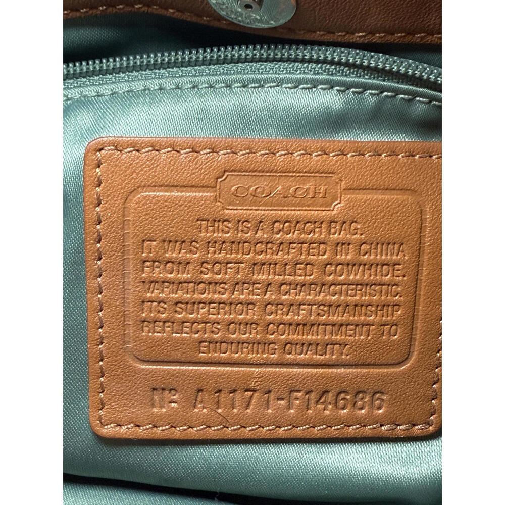 COACH 2017 Penelope Shoulder Satchel Tote Pebble Brown Ivory Leather Bag F14686 - Picture 7 of 8